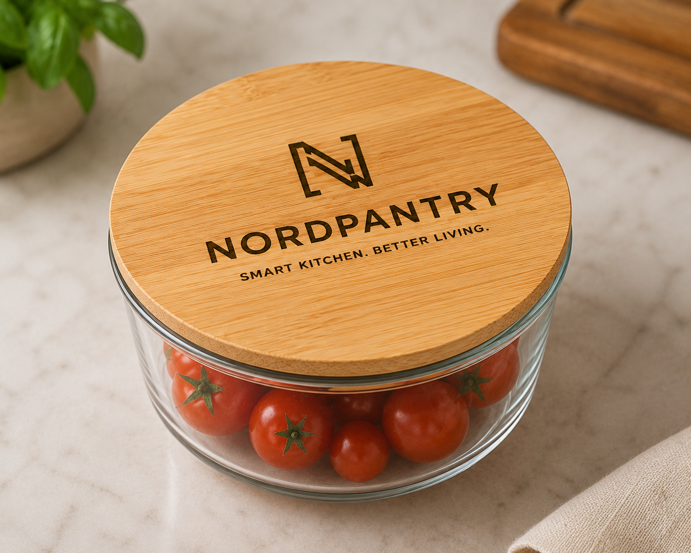 Nordpantry Premium Glass Food Storage Set with Bamboo Lids - 6 Piece