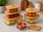 Nordpantry Premium Glass Food Storage Set with Bamboo Lids - 6 Piece