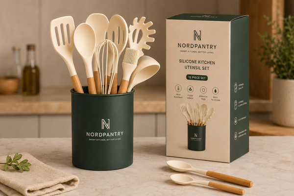 Nordpantry 12-Piece Silicone Kitchen Utensil Set with Holder