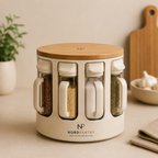 Nordpantry Rotating Spice Jar Carousel with Bamboo Lid