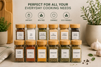 Nordpantry 12-Piece Glass Spice Jar Set with Bamboo Lids & Labels