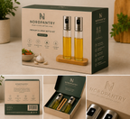 Nordpantry Glass Oil Sprayer Set with Bamboo Stand - 2 Pack